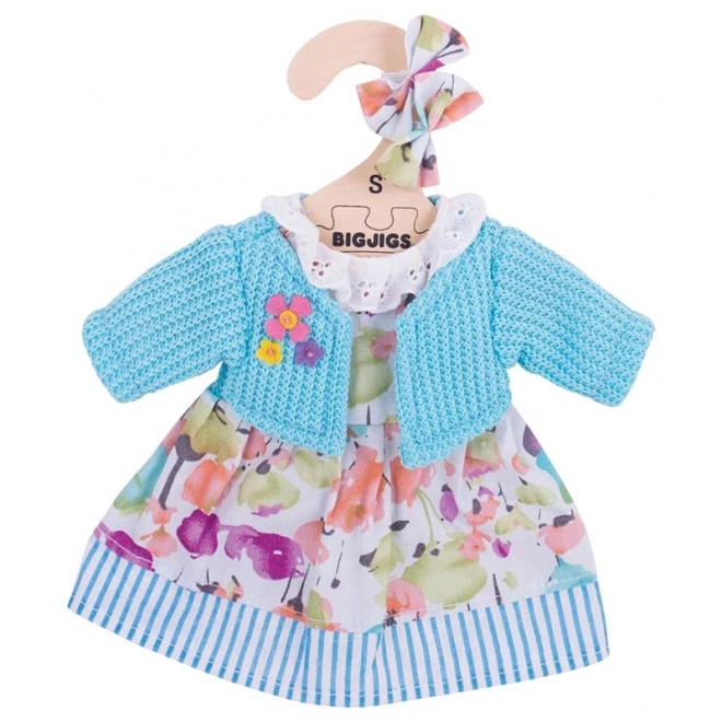 Bigjigs Toys Turquoise jurk met trui voor pop 28 cm