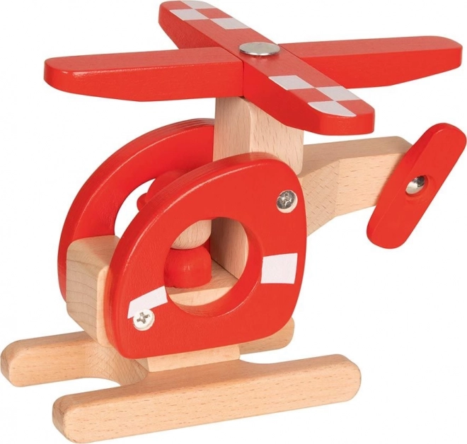 Houten helikopter met piloot