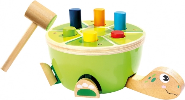 Bino hamerspel schildpad – houten motorisch speelgoed voor kinderen