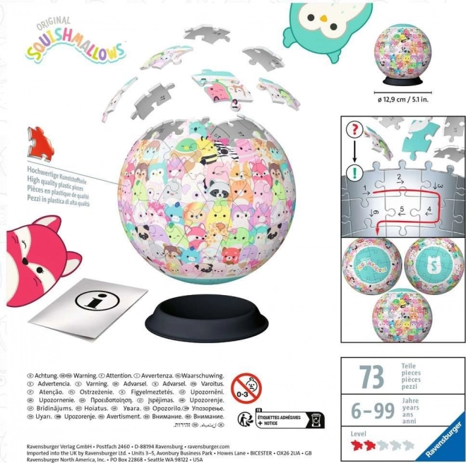 RAVENSBURGER 3D Puzzlebal Squishmallows 72 stukjes