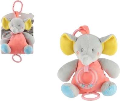 Muzikaal pluchen olifantje perzikgrijs 18 cm