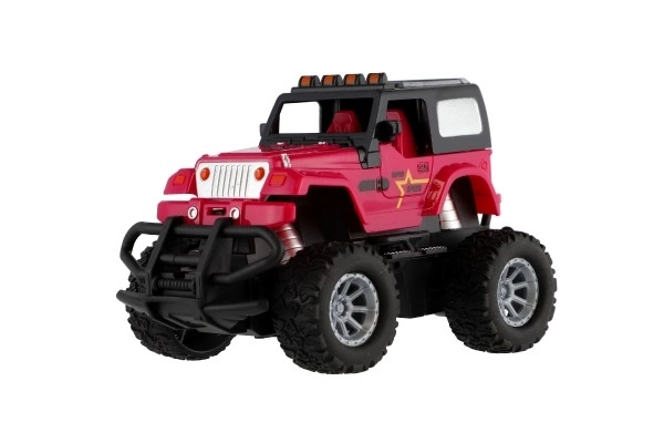 RC Auto terrein 14cm kunststof 27MHz op batterijen met licht in doos 20x11x10cm