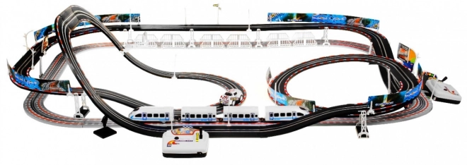 Elektrische Trein Racetrack 2-in-1 voor kinderen 6+ met afstandsbediening + locomotieven + wagons + autootjes