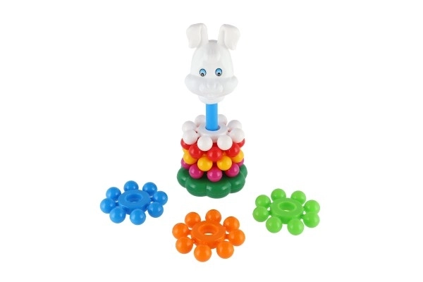 Stapelbare piramide met ringen van plastic 26cm in net 12m+