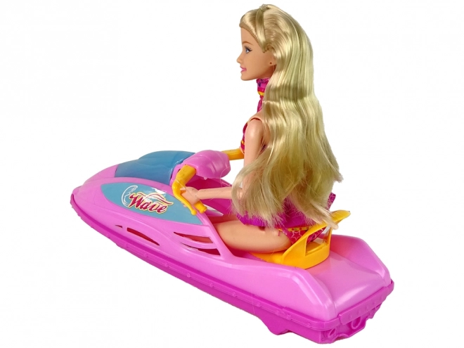 Poppen set met roze waterscooter