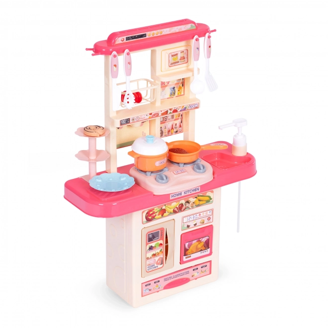 Kinderkeukentje met geluiden, LED-lichten, gootsteen, 10 accessoires, roze