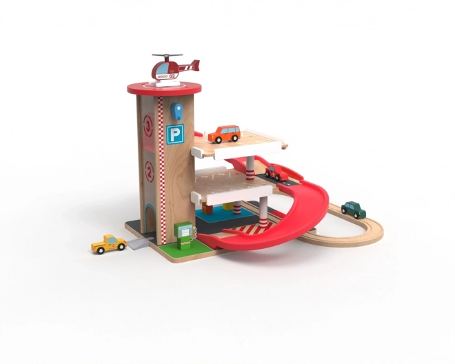 Houten garage met treinset voor kinderen