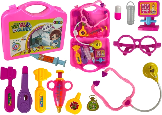 Dokterkoffertje voor kinderen – roze met stethoscoop