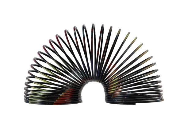 Spiraal/veer ruimte plastic diameter 6,5cm 2 kleuren in doosje 7x7x7cm