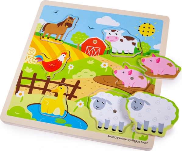 Houten inlegpuzzel met geluiden Boerderij