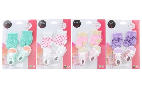 Schoentjes + sokken voor poppen Baby Rose