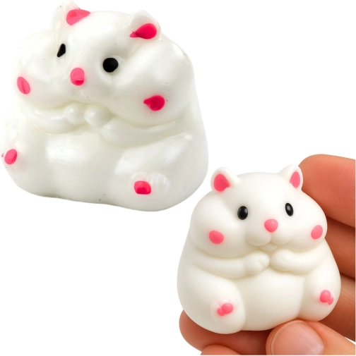 Antistress squishy knijpspeeltje witte hamster 5 cm