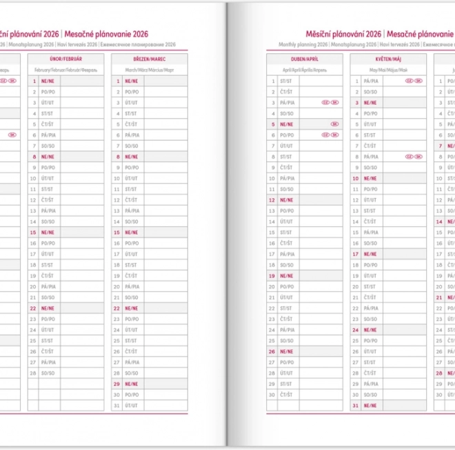 Wekelijkse agenda blauw 2026