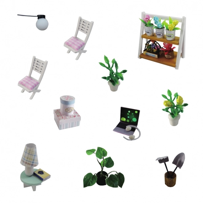 Negen miniatuurhuisjes Roze Huis