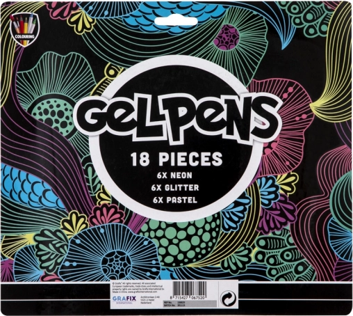 Set van 18 gelpennen