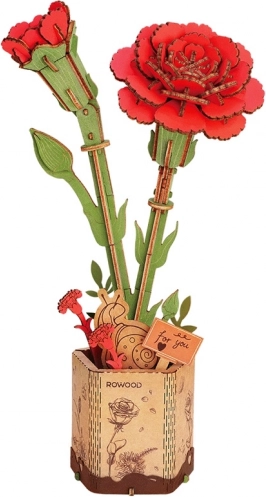 ROWOOD 3D houten puzzel rode anjer