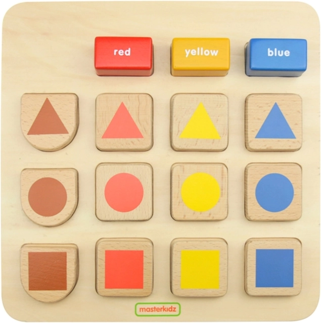 Masterkidz educatieve houten plaat – vormen en kleuren sorteren