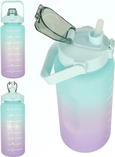 KIK Motivationele Waterfles 2l Turkoois-paars