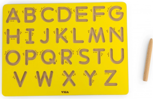 Houten grafomotorische plaat VIGA – hoofdletters
