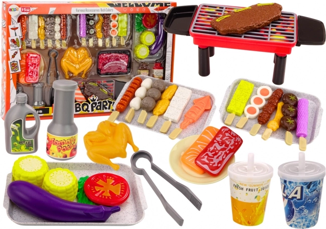 Kinder barbecue set met etenswaren en groenten, BBQ-feest, 37 stuks