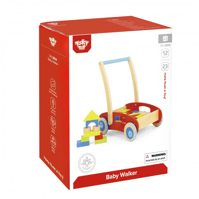 Houten loopwagen met blokken Tooky Toy