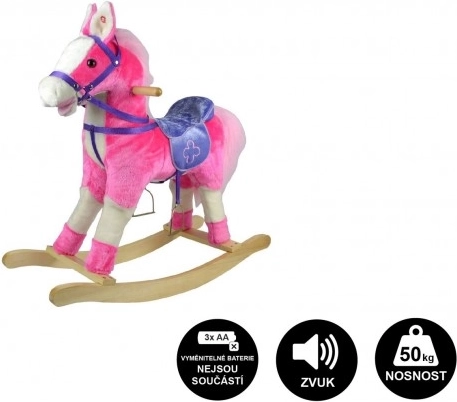 Schommelende pluchen eenhoorn 71 cm met geluid en beweging – Roze
