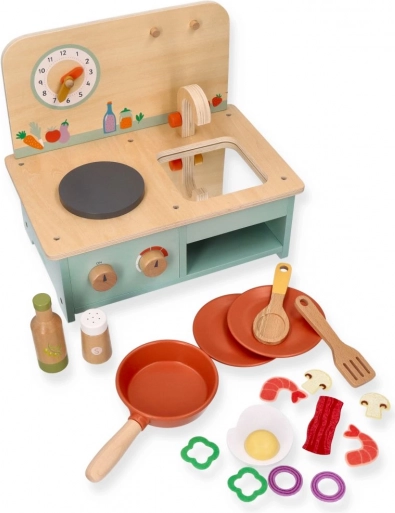 Kleine houten keuken met accessoires