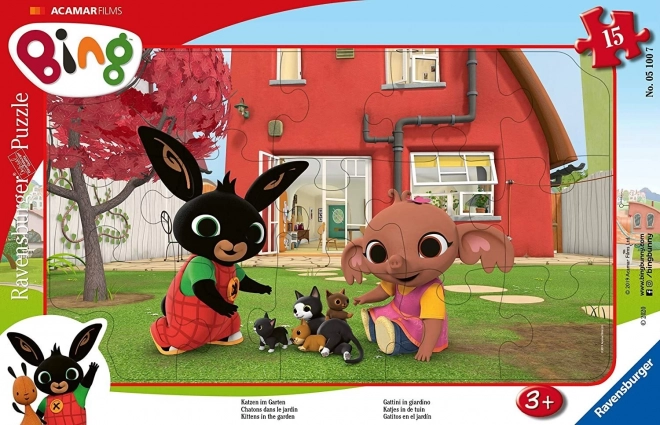 RAVENSBURGER Puzzel Bing: Kittens in de tuin 15 stukjes