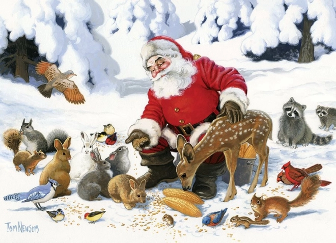 Familiepuzzel COBBLE HILL Kerstman met dierenvrienden 350 stukjes