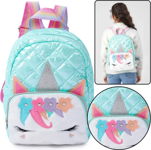 Kinder schoolrugzak met eenhoornmotief Turquoise 32 cm