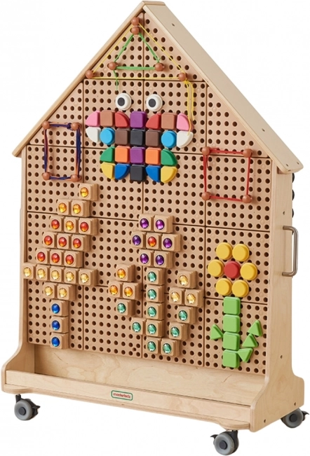 Masterkidz houten vrijstaande STEM-bord in de vorm van een huis met accessoires