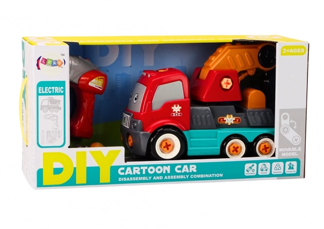 Getekende vrachtwagen met kraan DIY