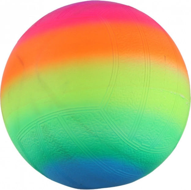 Rubberen strandbal met palm en regenboogpatroon 22 cm