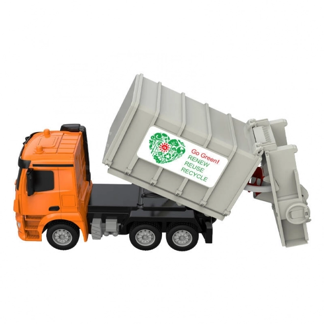 RC vuilniswagen op afstandsbediening 1:26 Double Eagle (oranje) Mercedes-Benz Antos E676-003