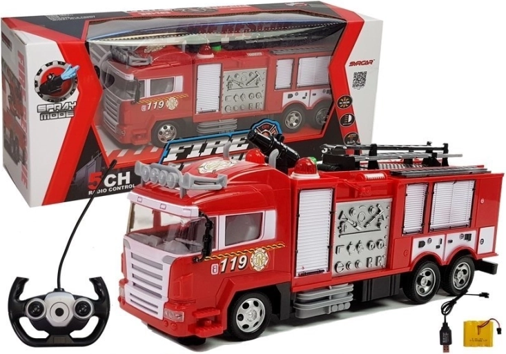 Rádiografisch bestuurbare brandweerwagen rood