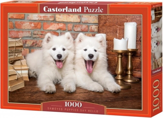 Puzzel 1000 stuks Samojeed Puppies Zeggen Hallo