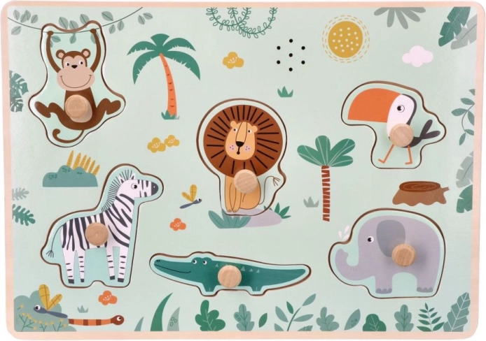Houten puzzel met safari-geluiden