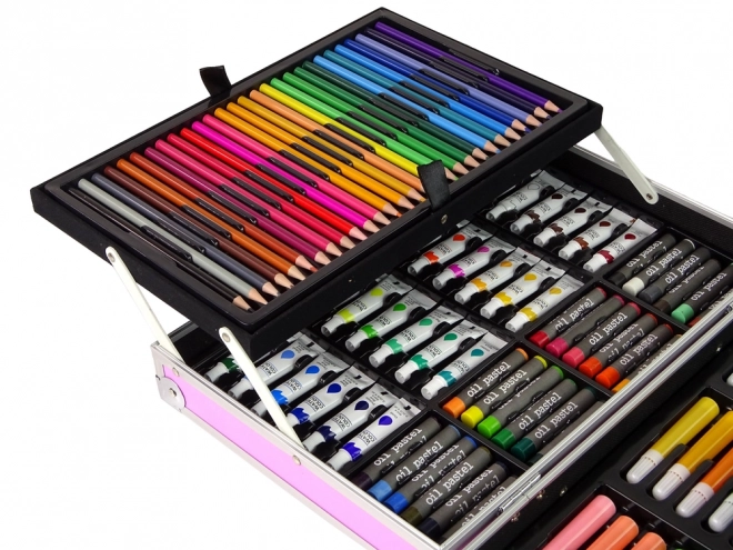 Grote kunstzinnige set in een koffer met 145 stukken Roze eenhoorn