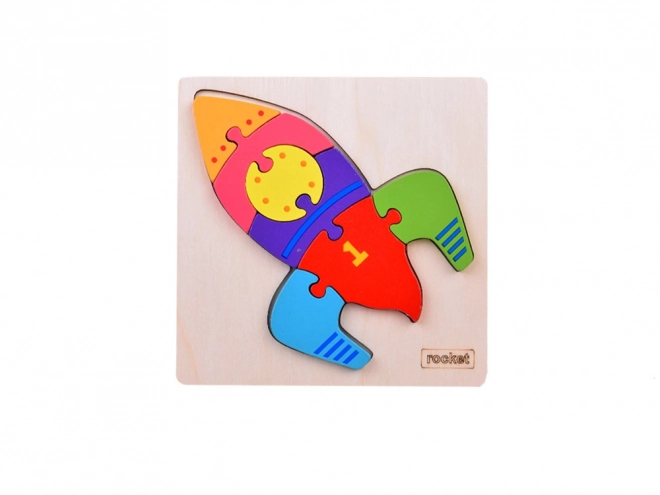 Houten puzzel Montessori raket