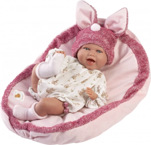 Realistische babypop met geluiden en een zacht stoffen lichaam - Llorens