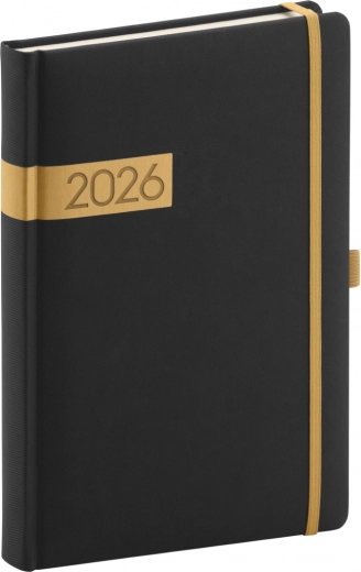 Dagagenda Twill zwart-goud 2026