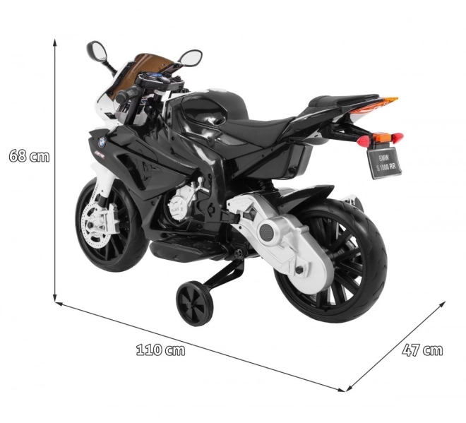 BMW S1000 RR Kinder motorfiets op batterijen + ondersteunende wieltjes + voetsteun – zwart
