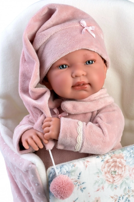 Llorens 84450 NEW BORN - realistische babypop met geluiden en zacht stoffen lichaam - 44 cm