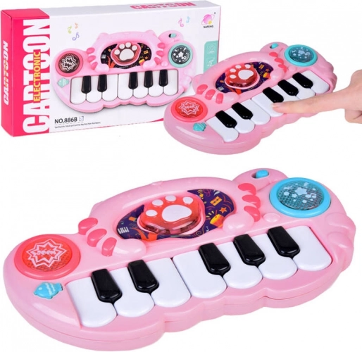 Interactief kinderkeyboard in de vorm van een kat met lichtjes en melodieën