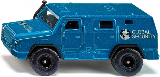 Metalen beveiligd transport Global Security – blauw gepantserd voertuig
