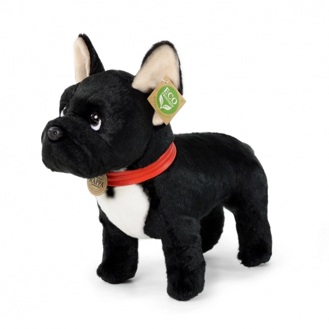 Zwarte Franse bulldog knuffel met halsband staand 30 cm ECO-FRIENDLY