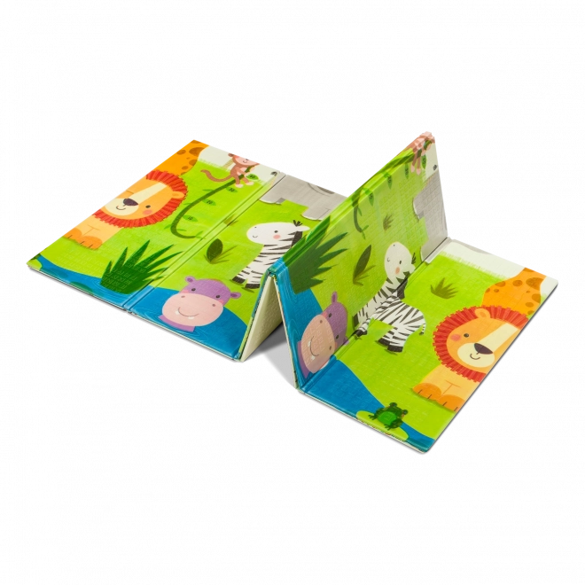 dubbelzijdige foam speelmat Lionelo Robby multicolor safari + stadsleven 180 × 200 cm