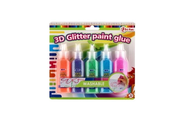Glitterverf/Lijm 5 stks op kaart 17x15x2cm