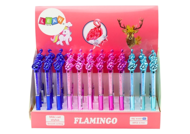 Balpen met blauwe punt Flamingo Diamonds 0,7 mm Mix