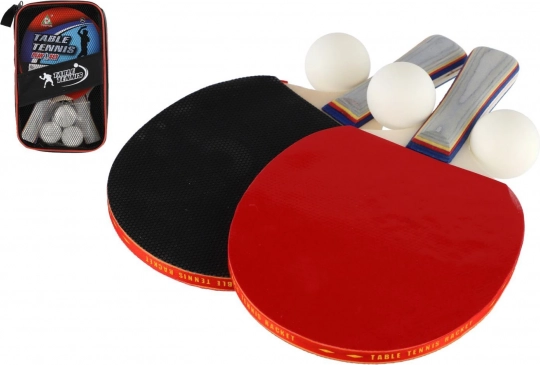 Tafeltennisset: 2 batjes + 3 balletjes in etui
